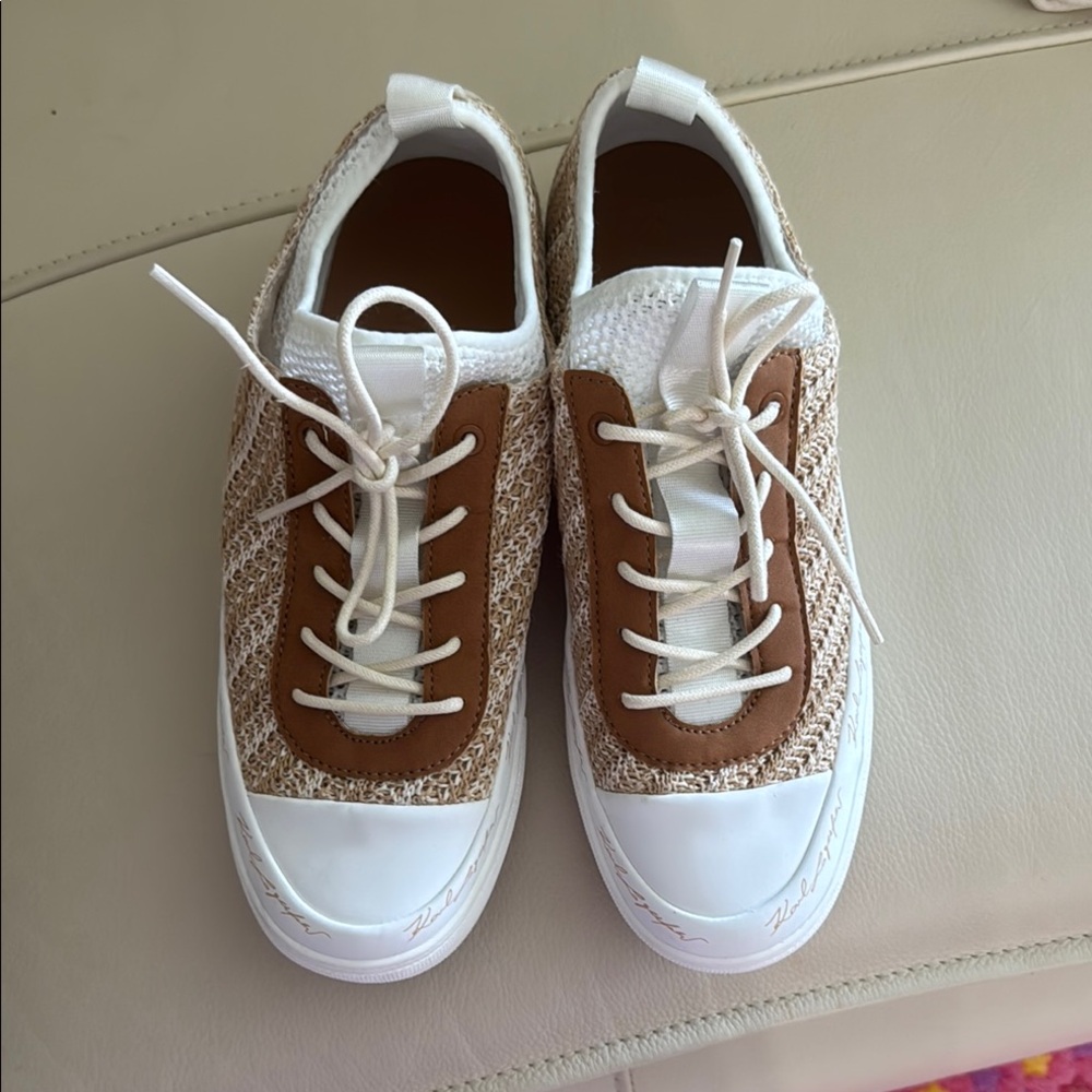 Karl Lagerfeld White and Brown Sneakers